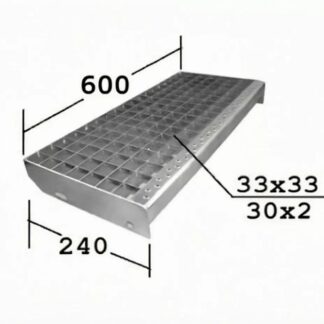 Ступень из прессованного настила 600×240 мм, ячейка 33×33